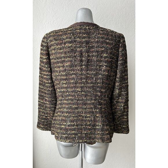 Lafayette 148 New York Tweed Wool Blend Zipper Blazer Jacket Women’s Size 8 - Picture 6 of 16